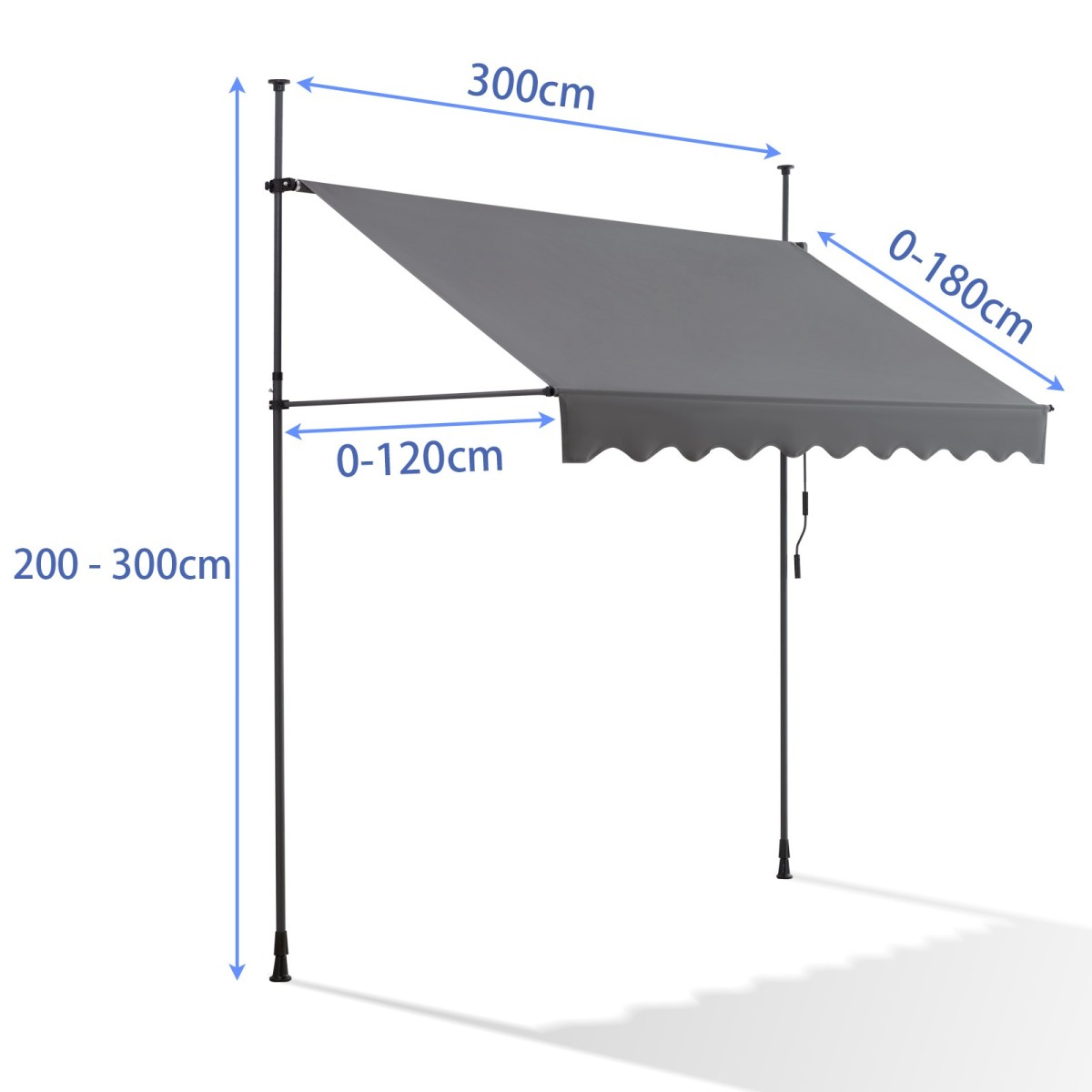 Store Banne Manuel Rétractable avec Manivelle Sans Perçage