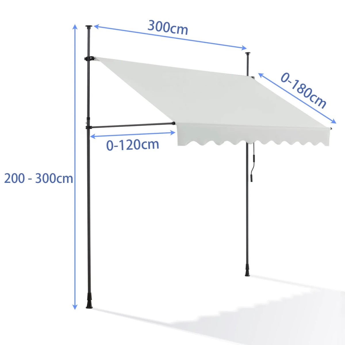 Store Banne Manuel Beige Rétractable avec Manivelle Sans Perçage