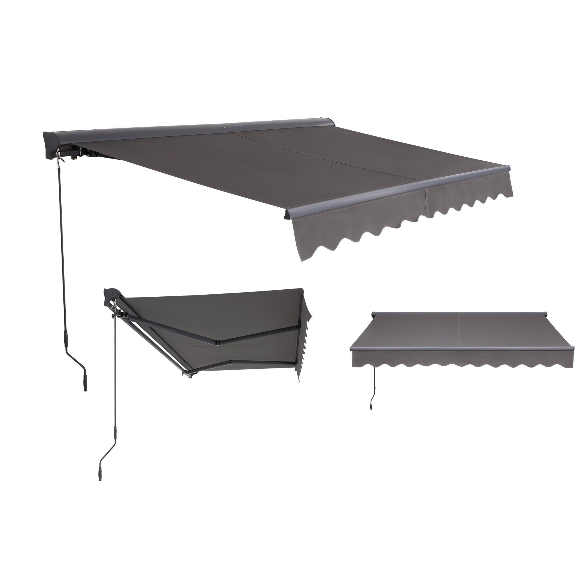 Store Banne Manuel Canopée Semi Coffre 4m – Store Rétractable pour Terrasse, Balcon & Jardin