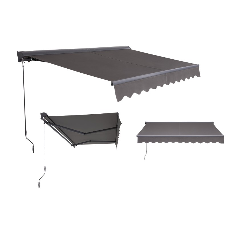 Store Banne Manuel Canopée Semi Coffre 4m – Store Rétractable pour Terrasse, Balcon & Jardin