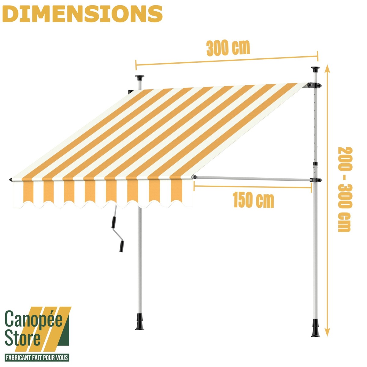 copia de Store Banne Manuel Beige Rétractable avec Manivelle Sans Perçage