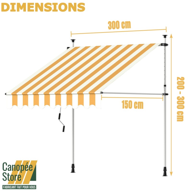 copia de Store Banne Manuel Beige Rétractable avec Manivelle Sans Perçage