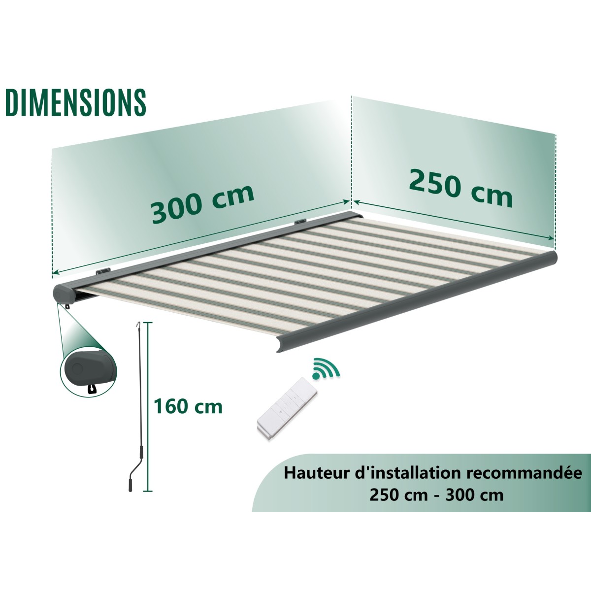 Store Banne Motorisé et Manuel Ombra - Vert