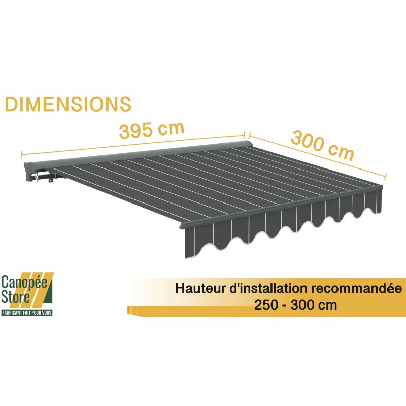 Store banne manuel semi coffre gris 4X3m SKD (Semi Knock Down)