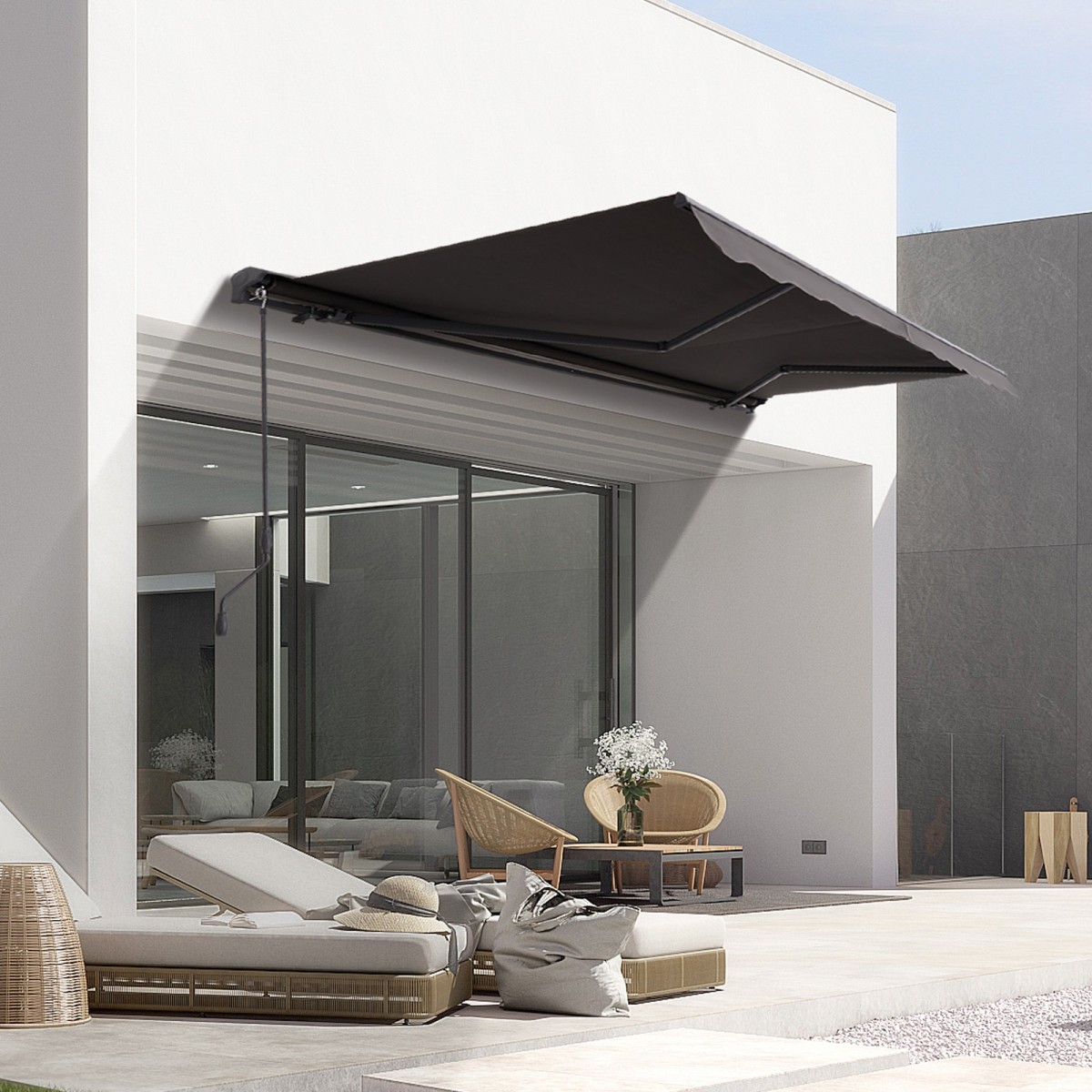 Store banne manuel semi coffre gris 4X3m SKD (Semi Knock Down)