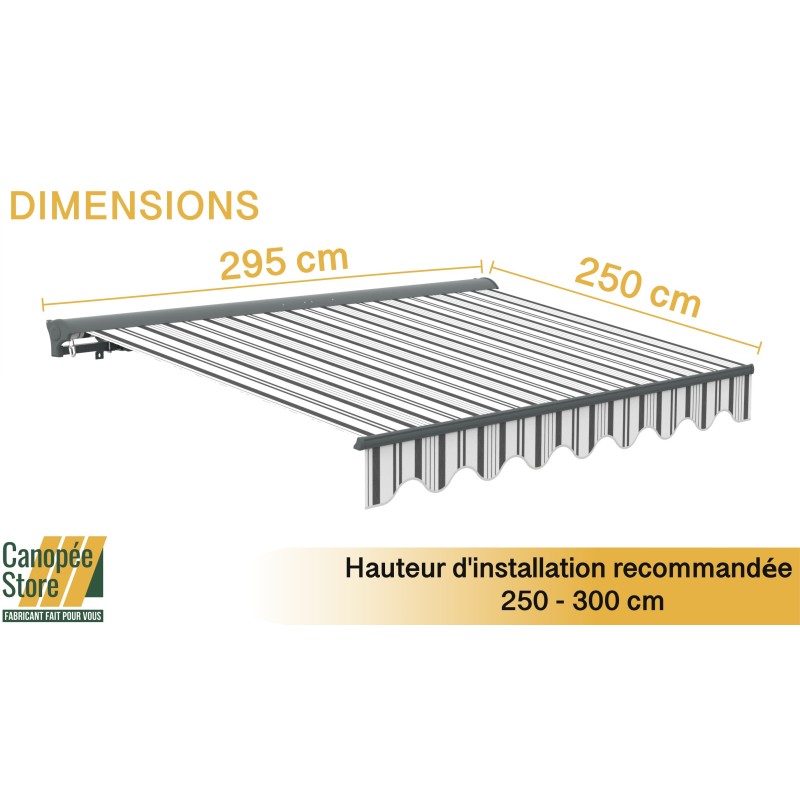 Store banne manuel semi coffre gris 3X2m SKD (Semi Knock Down)