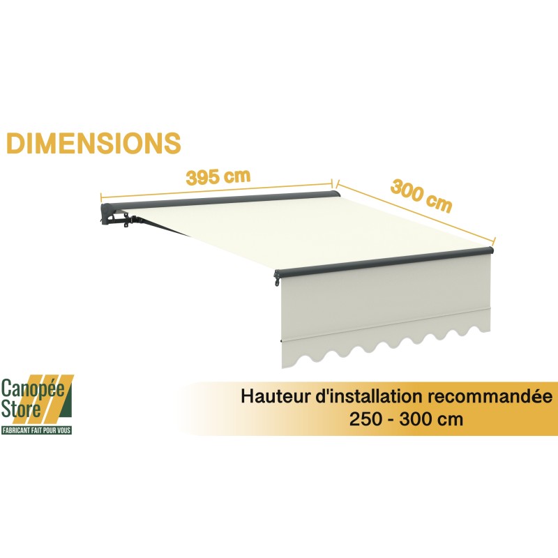 Store Banne Motorisé et Manuel Semi Coffre Beige 4 x 3m