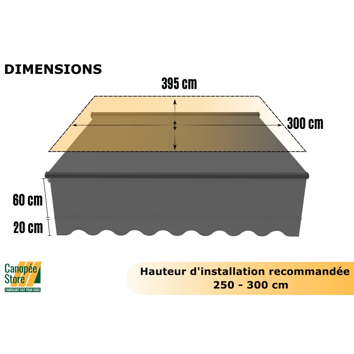 Store Banne Motorisé et Manuel Semi Coffre Gris 4 x 3m