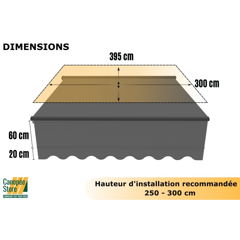 Store Banne Motorisé et Manuel Semi Coffre Gris 4 x 3m