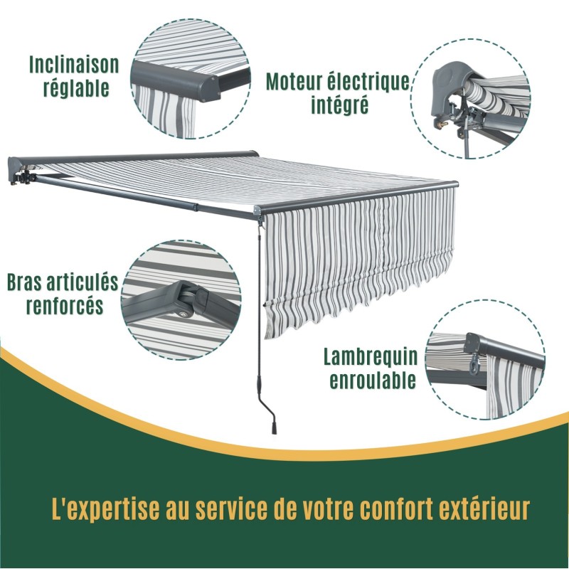 Store Banne Motorisé et Manuel Semi Coffre Gris 4 x 3m