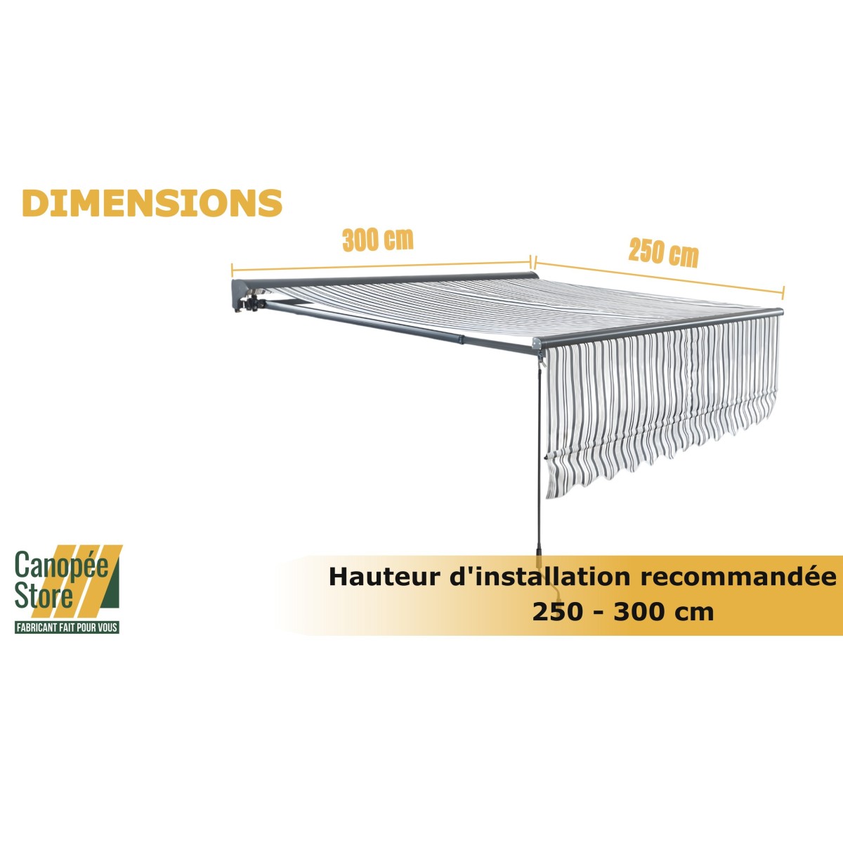 Store Banne Motorisé et Manuel Semi Coffre Gris 4 x 3m