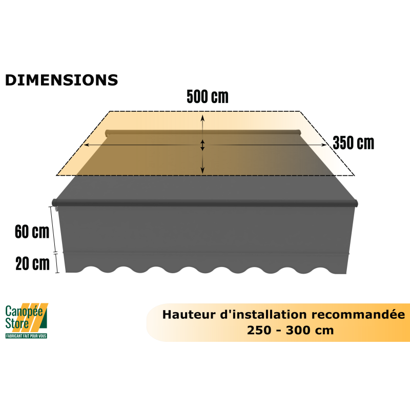Store Banne Motorisé et Manuel Semi Coffre Gris 4 x 3m